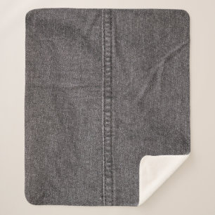 Zwarte denim stof, mode textuur. sherpa deken