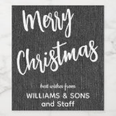 Zwarte denim witte script, bedrijfsnaam set van 6 wijn etiket (Enkel label)