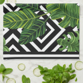 Zwarte Design Green Leaf Kitchen Towel Theedoek (Gevouwen)