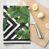 Zwarte Design Green Leaf Kitchen Towel Theedoek (Quarter Fold)