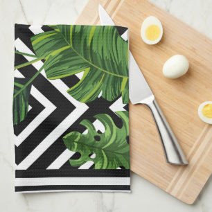 Zwarte Design Green Leaf Kitchen Towel Theedoek