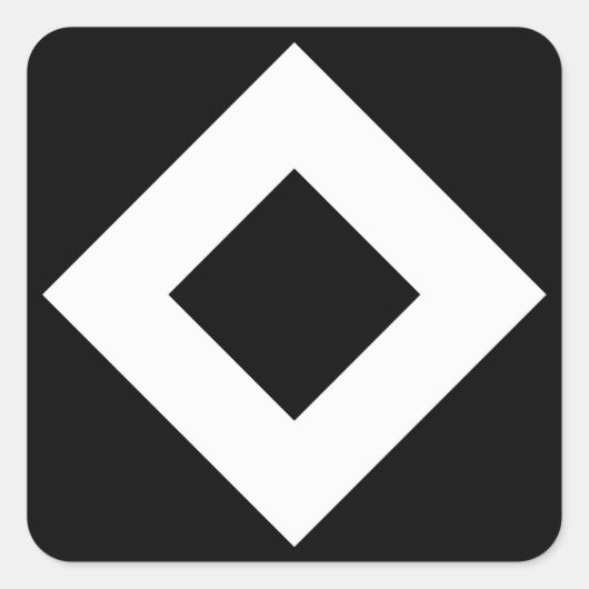 Zwarte diamant, witte rand vierkante sticker (Voorkant)