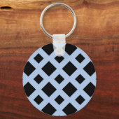 Zwarte diamanten op lichtblauw sleutelhanger (Voorkant)