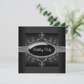 Zwarte Diamanten Vrouwen Zwarte Verjaardag Partij Kaart (Staand voorkant)