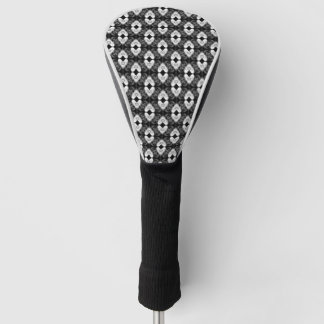 Zwarte Diamanten Witte harten op Zwart Patroon Golfheadcover