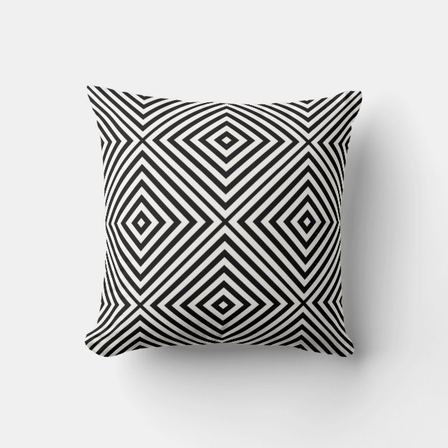Zwarte Diamond Chevron Kussen (Voorkant)