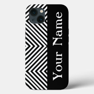 Zwarte Diamond Chevron met naam @ Emporiomoffa iPhone 13 Hoesje
