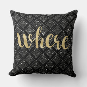 Zwarte Diamond Gold Letter Pillow ... Kussen