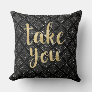 Zwarte Diamond Gold Letter Pillow. Kussen