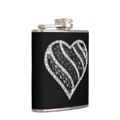 Zwarte Diamond Heart Flask Heupfles (Rechts)