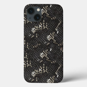 Zwarte Diamond Snake Skin iPhone 13 Hoesje