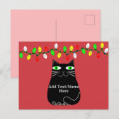 Zwarte dikke kat met groene ogen Aangepaste tekst Briefkaart (Voorkant / Achterkant)