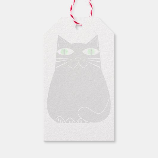 Zwarte dikke kat met groene ogen Aangepaste tekst Cadeaulabel (Achterkant)