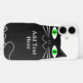 Zwarte dikke kat met groene ogen Aangepaste tekst Case-Mate iPhone Case (Achterkant (horizontaal))