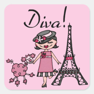Zwarte Diva van het Haar Vierkante Sticker