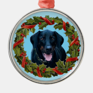 Zwarte Doberman Dog-kerstsieraad Metalen Ornament