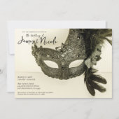  zwarte doder Masquerade Masker Tan Wedding Kaart (Voorkant)