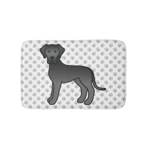 Zwarte Dog Argwan Cute Cartoon Hond & Pootjes Badmat