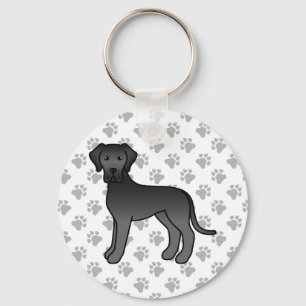 Zwarte Dog Argwanwekkende Cartoon Hond Sleutelhanger