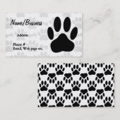 Zwarte Dog Paw Print en Botten Custom Visitekaartje (Voorkant / Achterkant)