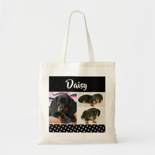 Zwarte dog Pet Lover foto Collage Pawprint Tote Bag