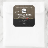 Zwarte donkerbruine houten korrels Logo Vierkante Sticker (Tas)