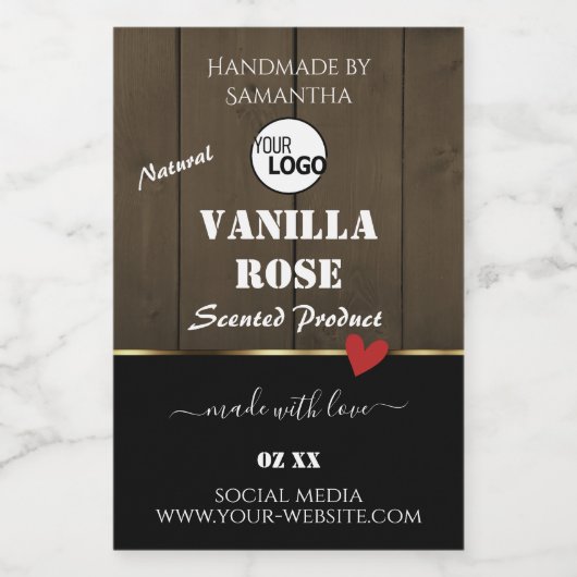 Zwarte donkerbruine houten korrels Logo Voedselcontainer Etiket (Enkel label)