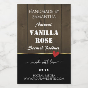 Zwarte, donkerbruine houten korrels Product Etiket