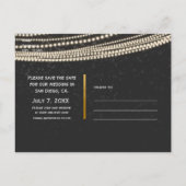 Zwarte donkere nachthemel en slingerlicht Save The Aankondigingskaart (Achterkant)