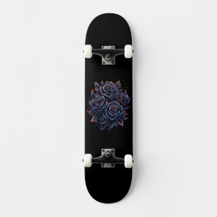 Zwarte Donkere Roos Bloem Skateboard