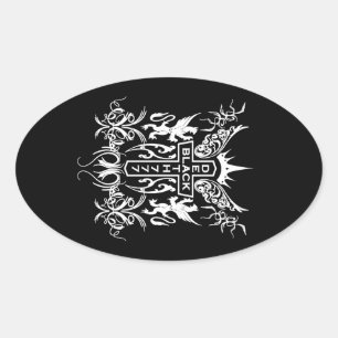Zwarte Dood 777 - Kruis Ovale Sticker