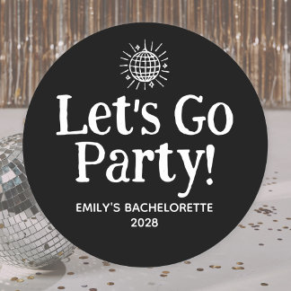 Zwarte Doodle Disco Bal Bachlorette Feest Clas Ronde Sticker