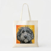 Zwarte doodle tote bag (Voorkant)