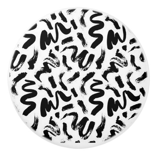 "Zwarte Doodles" Keramische Knop (Voorkant)