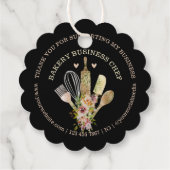 Zwarte doos Catering Bakkerij Chef Rustic Bedankjes Labels (Achterkant)