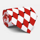 Zwarte Dot Red en witte Harlequin Stropdas (Opgerold)