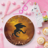 Zwarte draak aan de hemel papieren bordje (Feest)