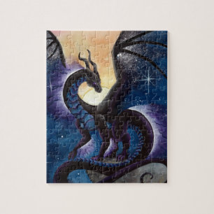Zwarte draak met Night Sky van Carla Morrow Legpuzzel