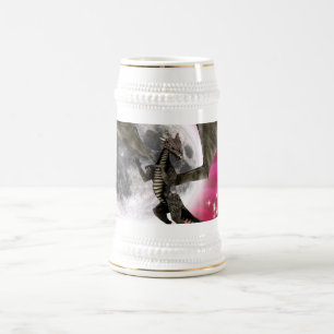 Zwarte Draak - Mythisch Fantasie Wezen Rode Lucht Bierpul