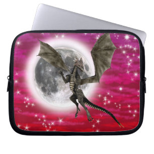Zwarte Draak - Mythisch Fantasie Wezen Rode Lucht Laptop Sleeve