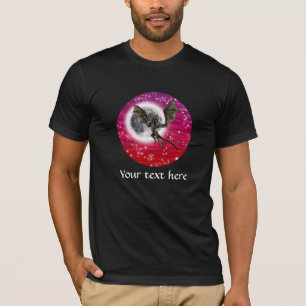 Zwarte Draak - Mythisch Fantasie Wezen Rode Lucht T-shirt
