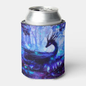 Zwarte draak, nachtelijke bosscène. blikjeskoeler (Blikje Voorkant)