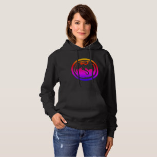 Zwarte Draak neon dames sweatshirt met capuchon