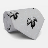 Zwarte draak op grijs stropdas (Opgerold)