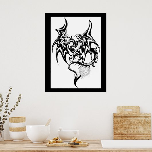 Zwarte draak poster (Keuken)