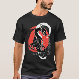 Zwarte draak, rode maan t-shirt