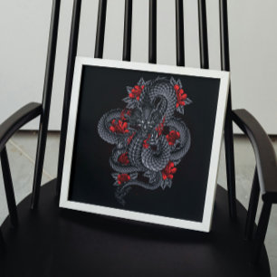Zwarte draak, rode rozen poster