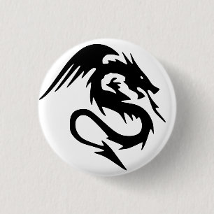 Zwarte draak ronde button 3,2 cm
