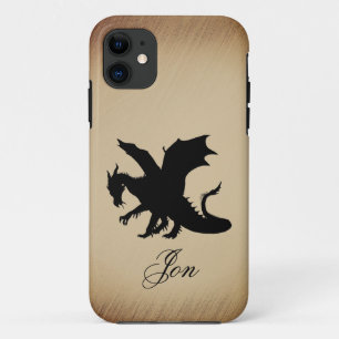 Zwarte Draak Rustieke Achtergrond Persoonlijk iPhone 11 Hoesje