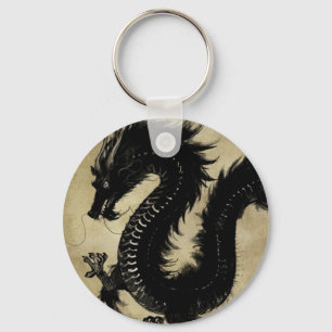 Zwarte draak sleutelhanger